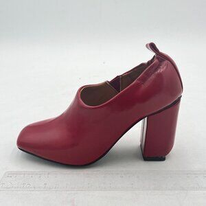 FOWT Red High Chunky Heel Pumps Square Toe Loafers Office Party Dress Shoes